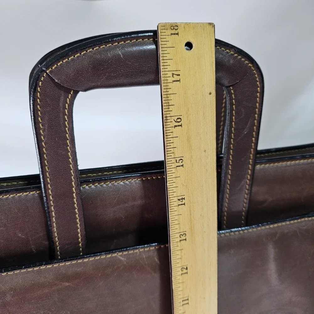 Joseph Daniel Belting Leather Briefcase Single Gusset Retractable Handles USA